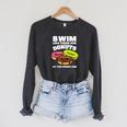 Swimming Donut Men Women Swimmer Sports Athlete Raglan Sleeve Sweatshirt Dark Grey Heather Swimming Donut Men Women Swimmer Sports Athlete Raglan Sleeve Sweatshirt Dark Grey Heather