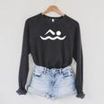 Swimming Icon Raglan Sleeve Sweatshirt Dark Grey Heather