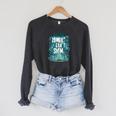 Swimming Quote Zombies Can't Swim For Swimmer Raglan Sleeve Sweatshirt Dark Grey Heather