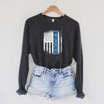 USA Flag Swimming Swim American Swimmer Raglan Sleeve Sweatshirt Dark Grey Heather