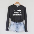 Varsity Swimming For Men Women Raglan Sleeve Sweatshirt Dark Grey Heather Varsity Swimming For Men Women Raglan Sleeve Sweatshirt Dark Grey Heather