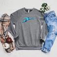 Blue Water Swimming In Freestyle Stroke Raglan Sleeve Sweatshirt Deep Heather