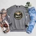 Born To Paddle Canoe Vintage Outdoor Adventure Raglan Sleeve Sweatshirt Deep Heather