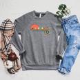Canoe Retro Vintage Sunset Rainbow Raglan Baseball Tee Raglan Sleeve Sweatshirt Deep Heather