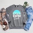 Dad Father School Swimming Meet Swimmer Swimmer Raglan Sleeve Sweatshirt Deep Heather Dad Father School Swimming Meet Swimmer Swimmer Raglan Sleeve Sweatshirt Deep Heather