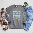 Floating The River Killing My Liver Canoe Kayak Trip Raglan Sleeve Sweatshirt Deep Heather