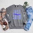 Just Swim Swimmer Swimming Raglan Sleeve Sweatshirt Deep Heather