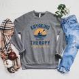 Kayaking Therapy Kayaker Canoe Paddle Lake River Raglan Sleeve Sweatshirt Deep Heather