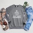 Keep Calm & Just Keep Swimming Raglan Sleeve Sweatshirt Deep Heather Keep Calm & Just Keep Swimming Raglan Sleeve Sweatshirt Deep Heather