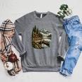 Lakeside Canoe Cabin Escape Scene Raglan Sleeve Sweatshirt Deep Heather Lakeside Canoe Cabin Escape Scene Raglan Sleeve Sweatshirt Deep Heather