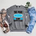 The Pool Is My Happy Place Swimming For Swimmer Raglan Sleeve Sweatshirt Deep Heather The Pool Is My Happy Place Swimming For Swimmer Raglan Sleeve Sweatshirt Deep Heather