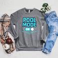 Pool Mode On Summer Swimming Vacation Raglan Sleeve Sweatshirt Deep Heather