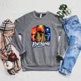 Portaging Canoe Wilderness Adventure Scenic Graphic Raglan Sleeve Sweatshirt Deep Heather