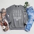 Pretty Fish Just Keep Swimming Raglan Sleeve Sweatshirt Deep Heather Pretty Fish Just Keep Swimming Raglan Sleeve Sweatshirt Deep Heather