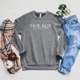 Swim Swimming Tshirt Swim Hair Raglan Sleeve Sweatshirt Deep Heather Swim Swimming Tshirt Swim Hair Raglan Sleeve Sweatshirt Deep Heather