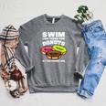 Swimming Donut Men Women Swimmer Sports Athlete Raglan Sleeve Sweatshirt Deep Heather Swimming Donut Men Women Swimmer Sports Athlete Raglan Sleeve Sweatshirt Deep Heather