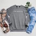 Swimming Minimalist Text Swimmer Coach Raglan Sleeve Sweatshirt Deep Heather Swimming Minimalist Text Swimmer Coach Raglan Sleeve Sweatshirt Deep Heather
