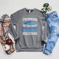 Swimming Only Sport Where The Coach Swimmer Swim Team Raglan Sleeve Sweatshirt Deep Heather