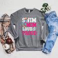 Swimming Swimmer Swim Mom Raglan Sleeve Sweatshirt Deep Heather Swimming Swimmer Swim Mom Raglan Sleeve Sweatshirt Deep Heather