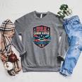 USA Canoe Kayak Paddling American Flag Emblem Raglan Sleeve Sweatshirt Deep Heather