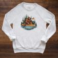 Bigfoot Kayak Paddling Lake Canoe Bigfoot Sasquatch Kayaking Raglan Sleeve Sweatshirt Heather Mustard