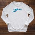 Blue Water Swimming In Freestyle Stroke Raglan Sleeve Sweatshirt Heather Mustard