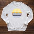 Canoe Canoeing Vintage Sunset Raglan Sleeve Sweatshirt Heather Mustard