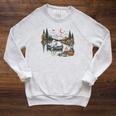 Canoe Ghost Camping Ghost Lake Halloween Spooky Fall Camping Raglan Sleeve Sweatshirt Heather Mustard
