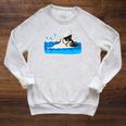 Cat Swimming Pool Raglan Sleeve Sweatshirt Heather Mustard