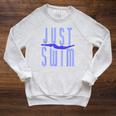 Just Swim Swimmer Swimming Raglan Sleeve Sweatshirt Heather Mustard
