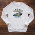 Lakes Lake Ontario Fishing Canoe Lighthouse Outdoor Raglan Sleeve Sweatshirt Heather Mustard