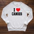 I Love Canoes Raglan Sleeve Sweatshirt Heather Mustard