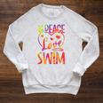Peace Love Swim Swimming Tie Dye Swimmer Swimming Swim Team Raglan Sleeve Sweatshirt Heather Mustard Peace Love Swim Swimming Tie Dye Swimmer Swimming Swim Team Raglan Sleeve Sweatshirt Heather Mustard