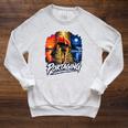 Portaging Canoe Wilderness Adventure Scenic Graphic Raglan Sleeve Sweatshirt Heather Mustard