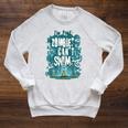 Swimming Quote Zombies Can't Swim For Swimmer Raglan Sleeve Sweatshirt Heather Mustard