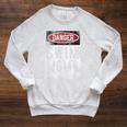Swimming Swimmer DANGER Swim Mom Raglan Sleeve Sweatshirt Heather Mustard