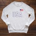 USA Flag Swim Swimming Sport Practice Equipment Men Women Raglan Sleeve Sweatshirt Heather Mustard