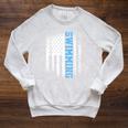 USA Flag Swimming Swim American Swimmer Raglan Sleeve Sweatshirt Heather Mustard