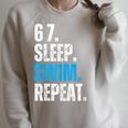 67 Sleep Swim Repeat Swimming Swimmer 67 Meme Raglan Sleeve Sweatshirt Heather Forest