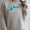Blue Water Swimming In Freestyle Stroke Raglan Sleeve Sweatshirt Heather Forest