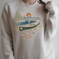 Canoe And Lake Camping Paddle Camp Raglan Sleeve Sweatshirt Heather Forest