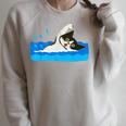 Cat Swimming Pool Raglan Sleeve Sweatshirt Heather Forest