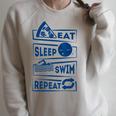 Eat Sleep Swimming Repeat Swimming Raglan Sleeve Sweatshirt Heather Forest