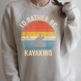 I'D Rather Be Kayaking Canoe Boating Vintage Kayak Raglan Sleeve Sweatshirt Heather Forest