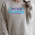 Just Keep Swimming I Love Swimming Raglan Sleeve Sweatshirt Heather Forest Just Keep Swimming I Love Swimming Raglan Sleeve Sweatshirt Heather Forest