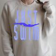 Just Swim Swimmer Swimming Raglan Sleeve Sweatshirt Heather Forest