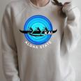 Kai Outrigger Canoe Hawaii Aloha State Paddling Retro Raglan Sleeve Sweatshirt Heather Forest