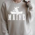 Maine Canoe Kayak Moose USA America Souvenir Raglan Sleeve Sweatshirt Heather Forest