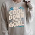 Masters Swimmer Cool Down Workout Humor Bold Swimming Raglan Sleeve Sweatshirt Heather Forest