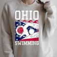 Ohio Flag Swimming Team Swim Swimmer US State Raglan Sleeve Sweatshirt Heather Forest